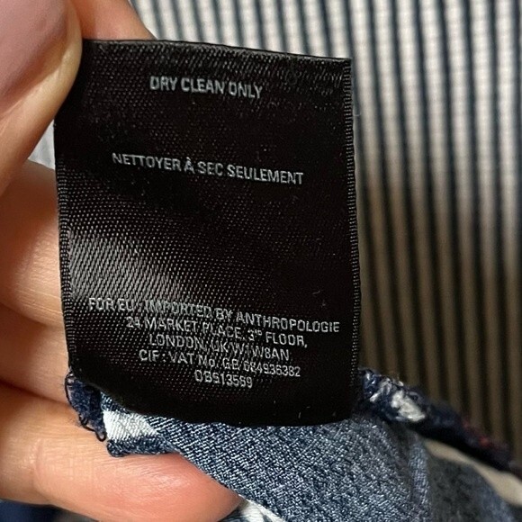 Anthropologie Maeve Cameron Striped Mixed Media Asymmetrical Dress in Black Moti - Picture 10 of 11